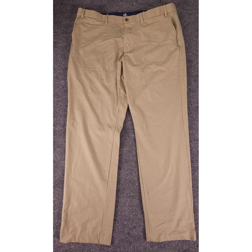 Lauren Ralph Lauren Pants Mens 40x32 Khaki Tan Flat Front Stretch Chino Casual